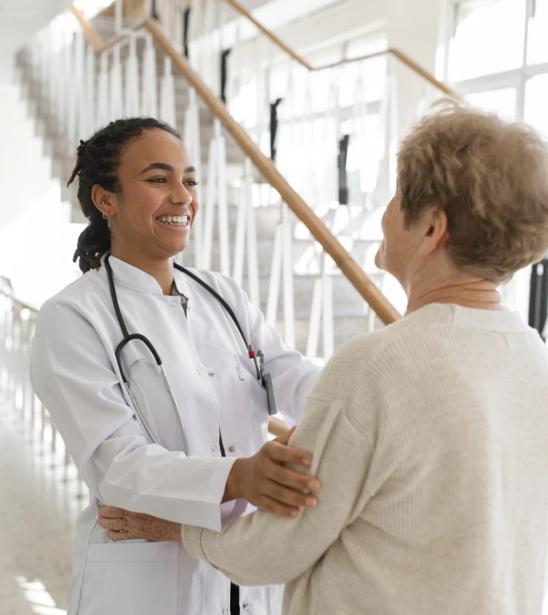 Patient and doctor chatting